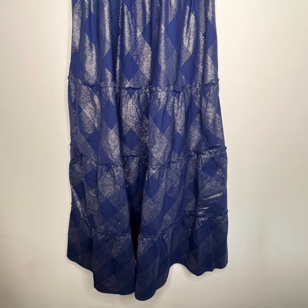 Hill House The Ellie Navy Metallic Check Nap Dress Size Small - Picture 3 of 8